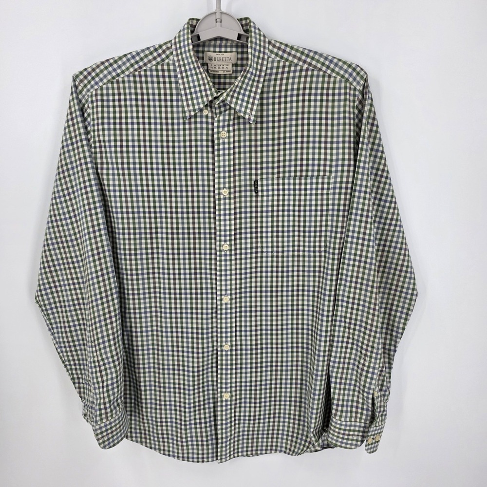 Beretta Men's Green Brown White‎ Long Sleeve Shirt